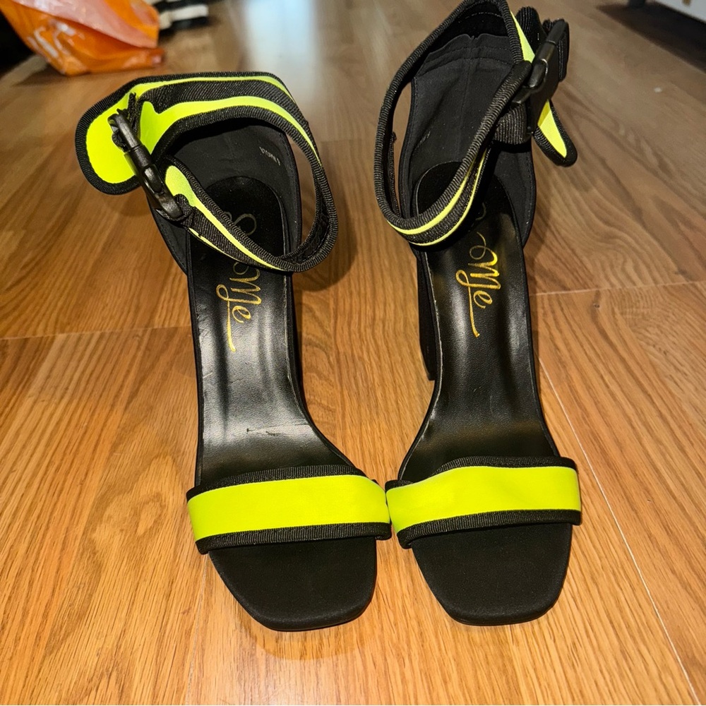 Neon & black heels